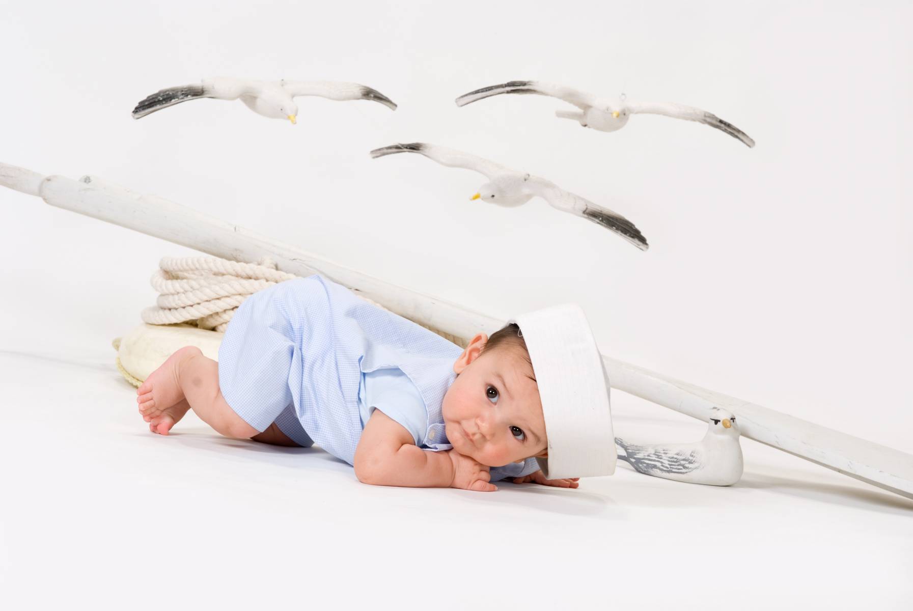 High Key In Studio 6 Month Old Baby Boy Portrait by Robertsons' Warehouse Photography, Wichita, KS
