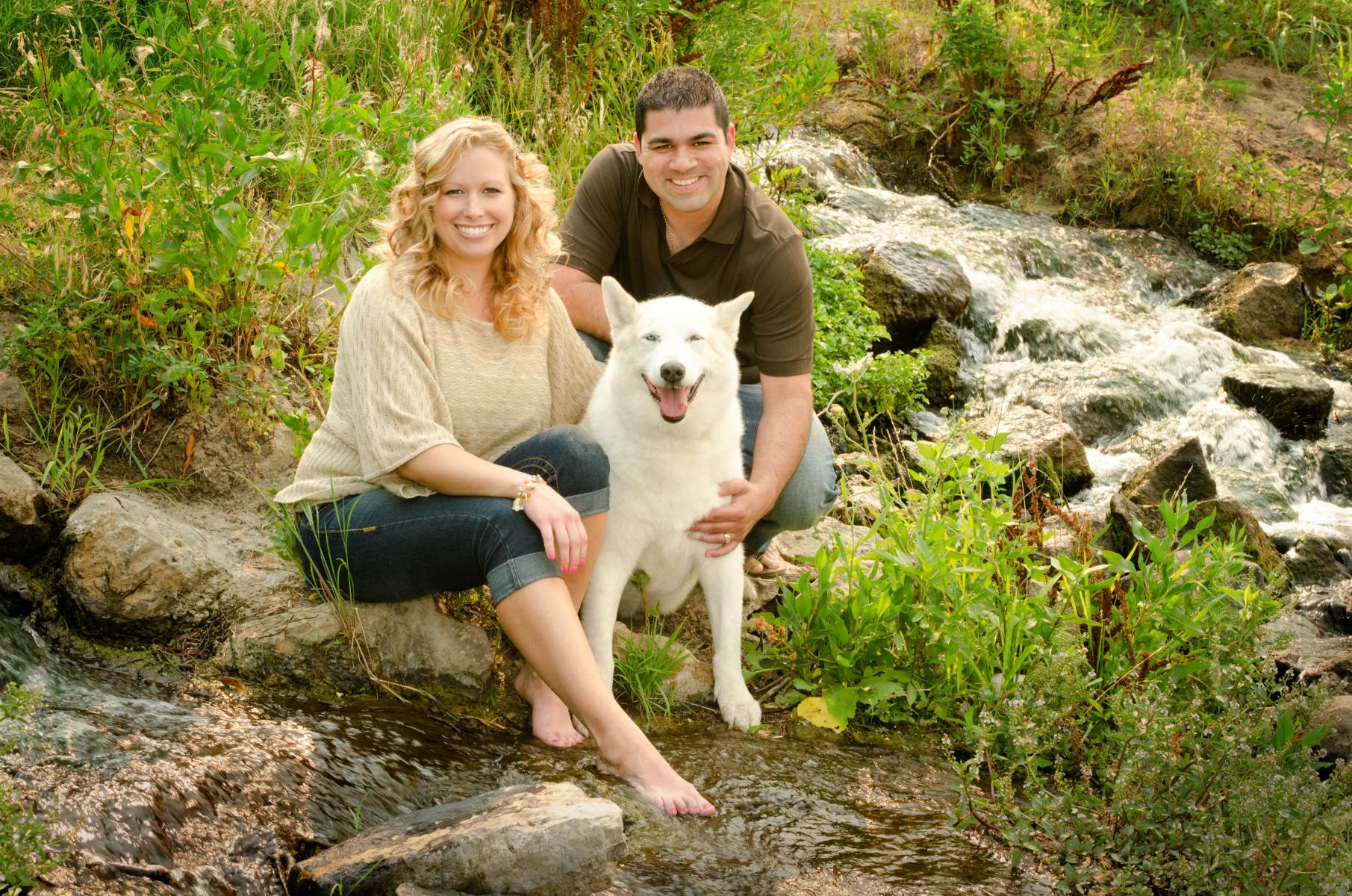 Scenic image of the Cisneros family with their pet, by Robertsons' Warehouse Photography, Wichita, KS