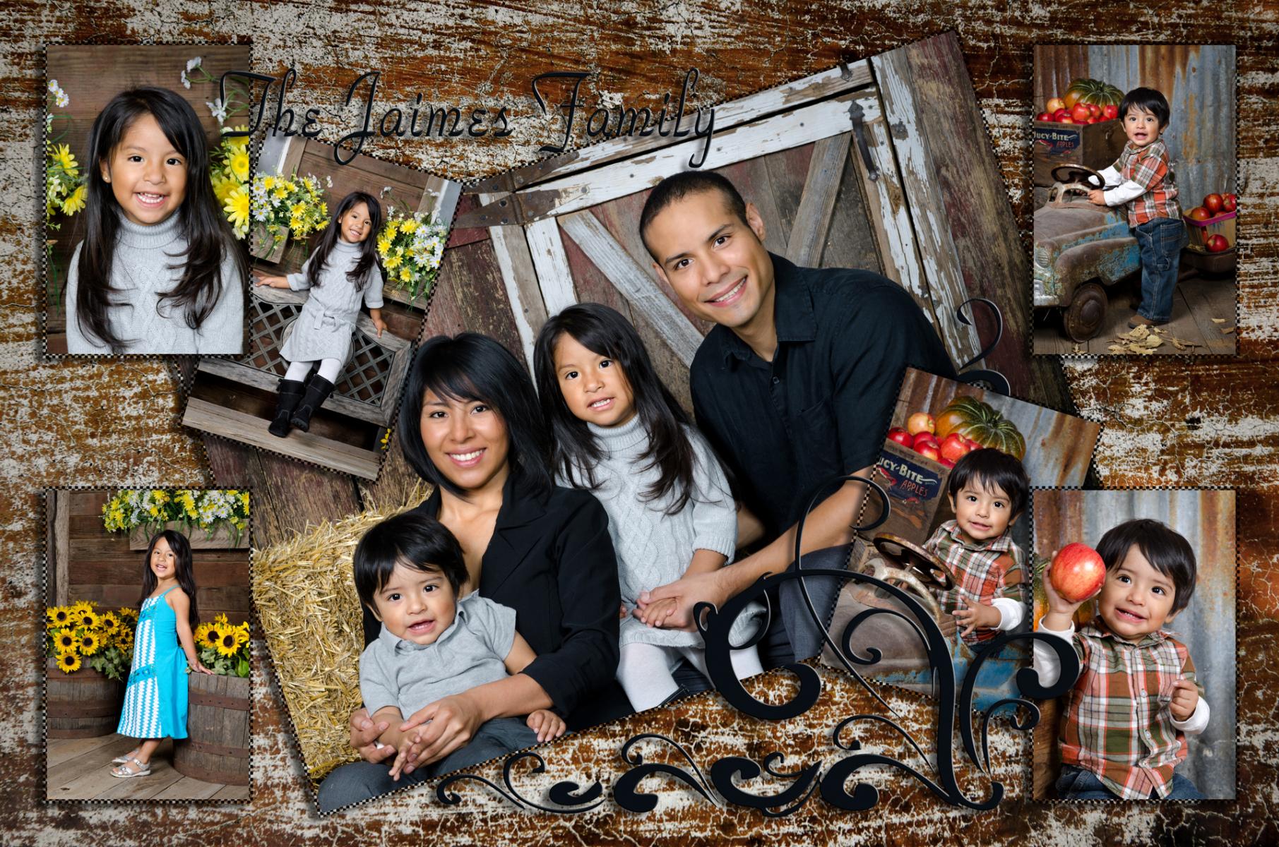 Modern style collage of the Jaimes family portrait session, by Robertsons' Warehouse Photography, Wichita, KS