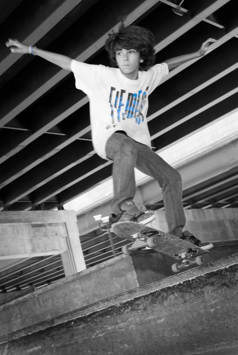 Pre-Teen Skateboarder Action Shot by Robertsons' Warehouse Photography, Wichita, KS