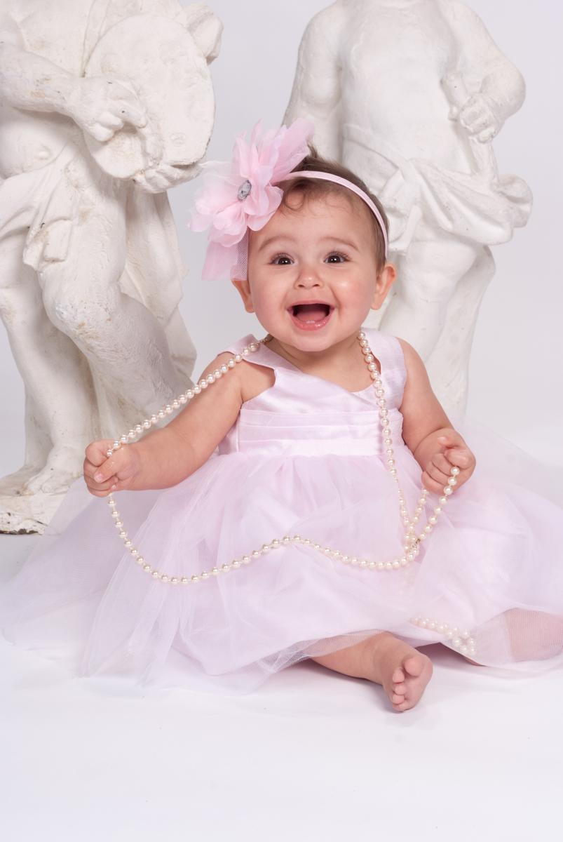 One Year Old Portrait - Toddler Girl with Pearls - by Robertsons' Warehouse Photography, Wichita, KS